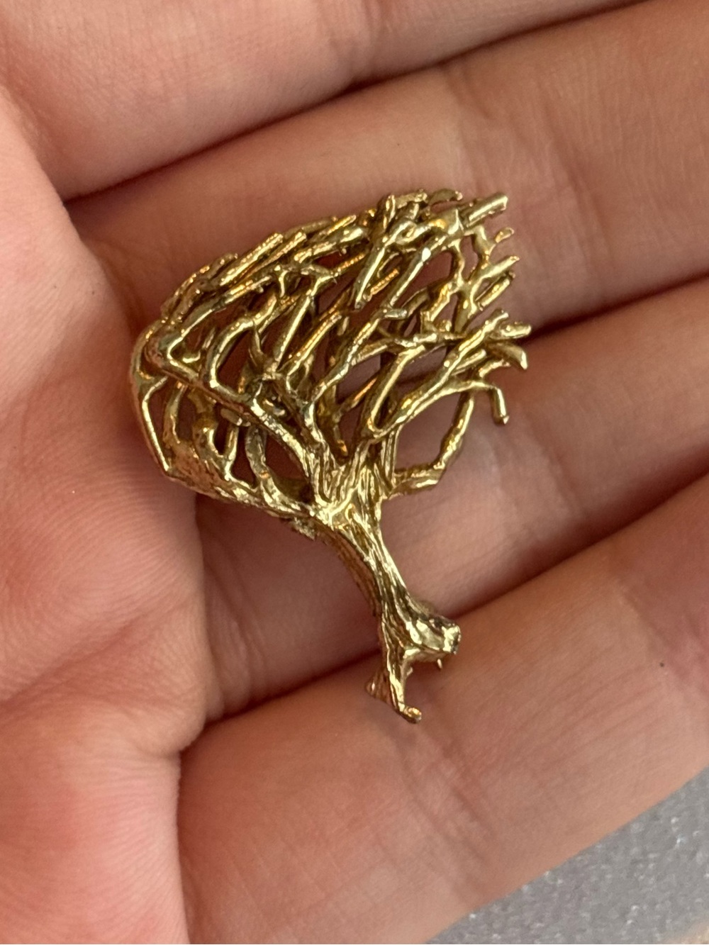 Vintage Sterling Silver Wind Blown Tree Brooch